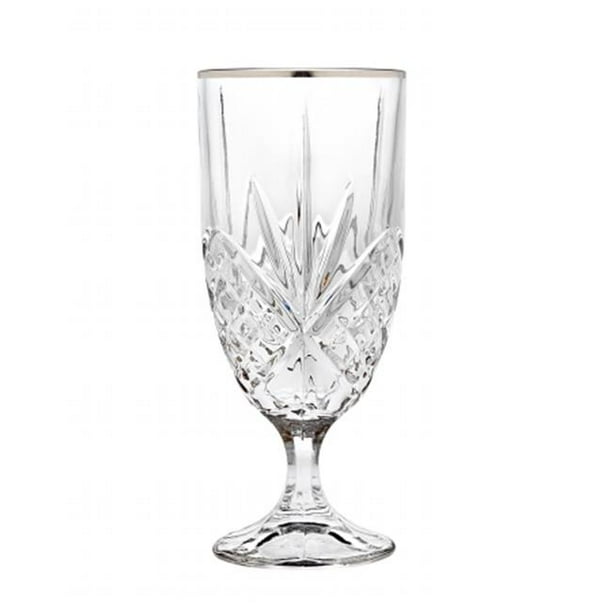 Godinger 25439 Dublin Crystal Platinum Iced Tea Beverage Glasses, Set