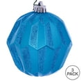 thumbnail image 3 of Vickerman 5" Turquoise Glitter Faceted Ball Ornament, 3 per Bag, 3 of 3
