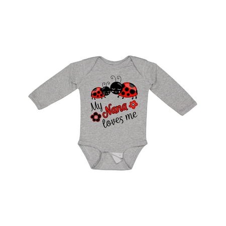 

Inktastic My Nana Loves Me with Cute Ladybugs Gift Baby Boy or Baby Girl Long Sleeve Bodysuit