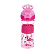 Nuby Thirsty Kids Flip-it Straw Reflex Cup, 12oz, Flamingo