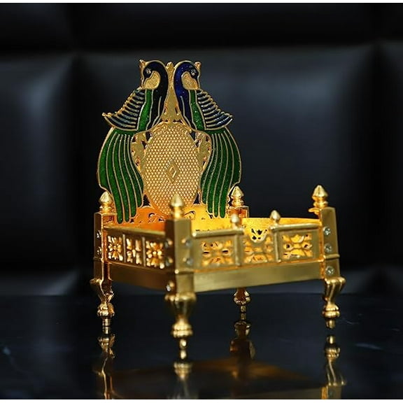 Swadeshi Desire Metal Krishna Sihasan, Laddu Gopal Singhasan for Home and Offices Metal Home Temple (Height: 17, Gold)