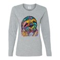 thumbnail image 3 of Funny Neon Sloth | Dean Russo Art Animal Lover Womens Long Sleeve T-Shirt, Heather Grey, 2XL, 3 of 5