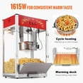 thumbnail image 3 of VEVOR Popcorn Maker, 1615W Popcorn Popper Machine, 16 Oz Kettle Large Capacity Countertop Popcorn Maker with Tempered Glass, Includes 3 Stainless Steel Scoops, Movie Theater Style, Red, 3 of 9