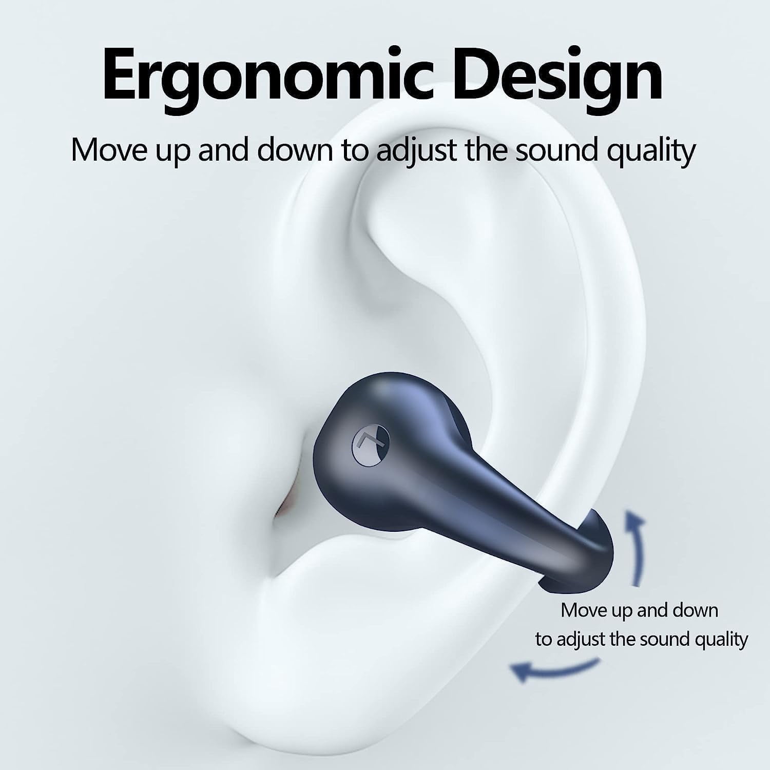 Open Ear Bone Conduction Headphones Bluetooth 5.3 Clip Earbuds, 36H Playtime Open Ear Headphones with Built-in Mic with Ear Hooks Wireless Earbuds for Running Sport Gym Compatible with iPhone Android