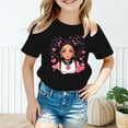 thumbnail image 2 of MEZZALL T-Shirt Graphique Mignon pour Fille, Col Rond, Manches Courtes, Tee d'Été Décontracté, T-Shirts Hauts, Noir, 13-14 Ans, 2 of 5