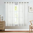 thumbnail image 2 of Vangao Linen Blended White Curtains Light Filtering Semi Sheer Curtains 2 Panels for Living Room Bedroom Grommet Drapes 52" x 63", 2 of 7
