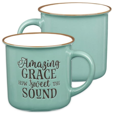 Amazing Grace Green Camp Style Coffee Mug, Ceramic, 13oz