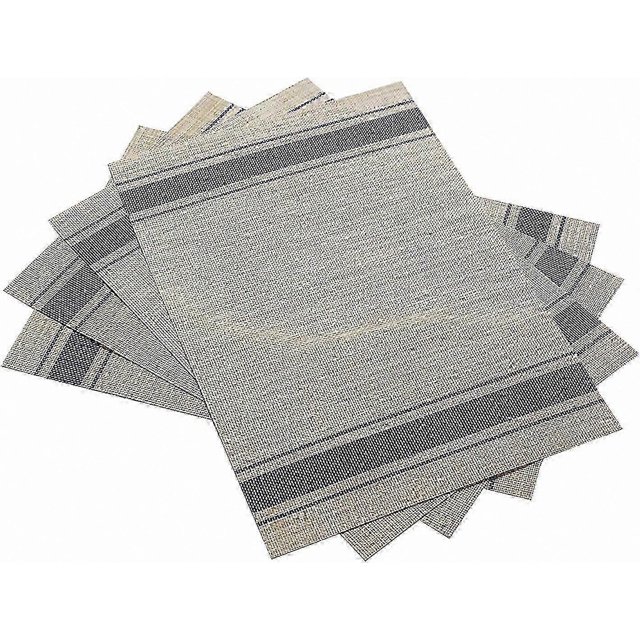 Heat-Resistant PVC Placemats, Stain-Resistant Woven Vinyl Table Mats, Anti-Skid Washable Dining Set of 6 (Blue)