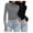 Black/Grey, variant on Turtleneck Shirt Women Ruffle Ribbed Long Sleeve Mock Neck Tops Slim Fit Lettuce Trim Base Layer