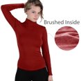 thumbnail image 2 of Mujer Invierno Cálido Grueso Forro Polar Térmico Manga Larga Cuello Alto Cuello Alto Camisa Superior Cepillada, 2 of 4