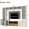 thumbnail image 2 of ChVans 103" Farmhouse TV Stand with 40" Electric Fireplace & Bookshelves, Large Entertainment Center Wall Unit with Storage Cabinets, Rustic Wood Media Console for Living Room, White, 2 of 11