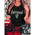 thumbnail image 1 of Women's Casual & Comfy T-Shirt with Unique Heart Line Art Print - Crew Neck, Short Sleeve, Stretchy Polyester Blend, Machine Washable - Perfect for Summer, 1 of 6