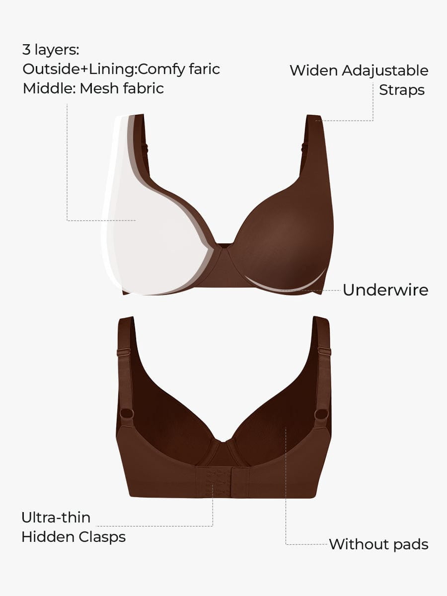 FeelinGirl Underwire Adjustable Deep V-Neck Bra