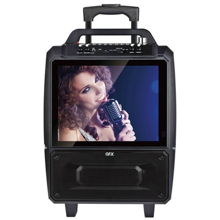 QFX Portable Karaoke Speaker System with 14-inch Screen and 2 X 5-inch Speakers