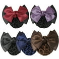 thumbnail image 5 of Walbest Women's Bowknot Bun Cover Hairnet Lace Bow Barrette Hair Clip, Black, 5 of 7