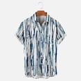 thumbnail image 2 of EQWLJWE Chemise d'Été pour Hommes Chemise Décontractée à Boutons Rayures avec Poche Col Rabattu Manches Courtes Chemise Blouse Manches Courtes Hauts pour Hommes, 2 of 5