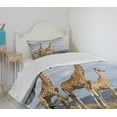 thumbnail image 4 of Africa Bedspread, Giraffe Family Looking at The Skyline in Savannah Grassland with Shrubs Print, Decorative Quilted 2 Piece Coverlet Set with Pillow Sham, Twin Size, Blue Tan, by Ambesonne, 4 of 6