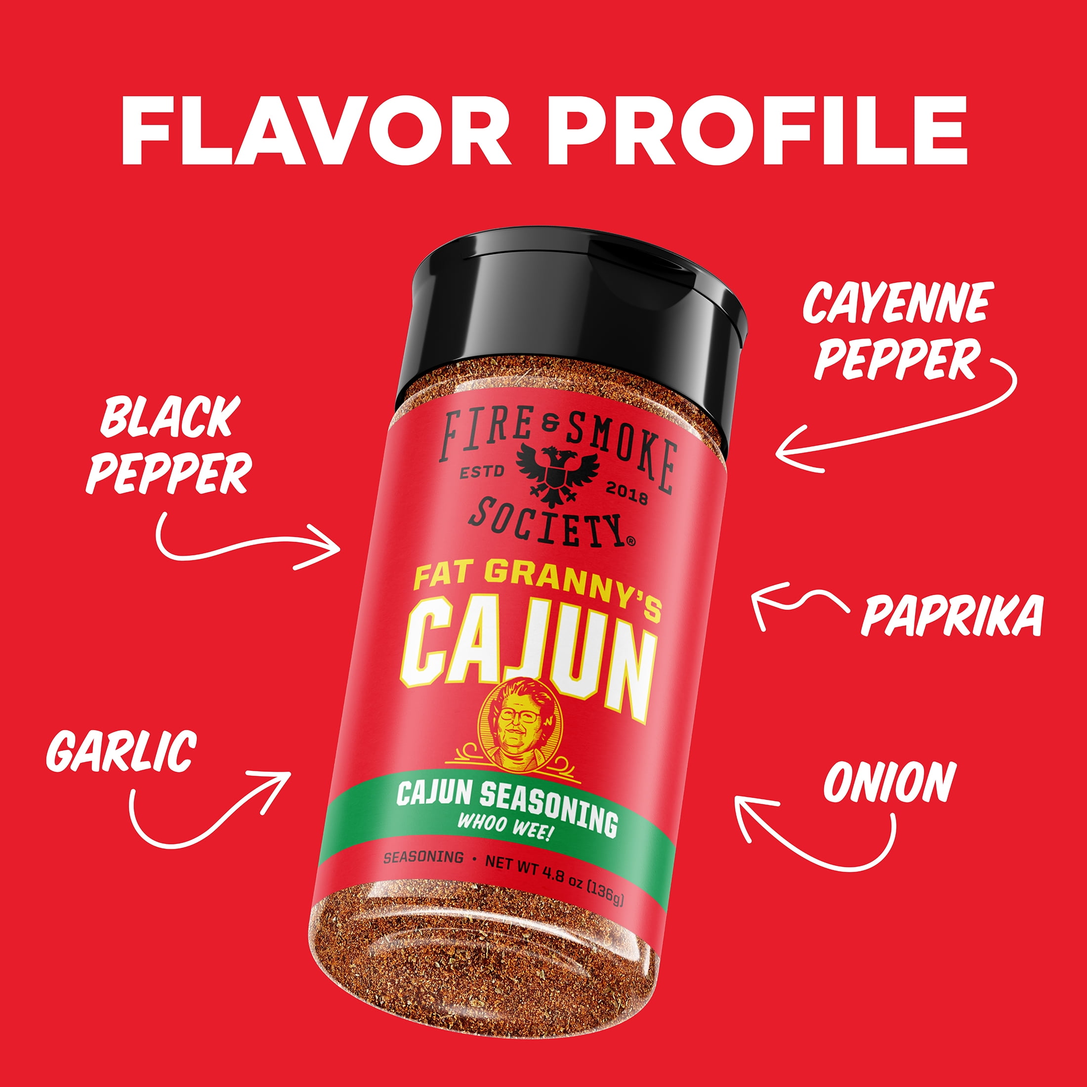 (2 pack) Fire & Smoke Society  Cajun Seasoning, 4.8 oz Mixed Spices & Seasonings