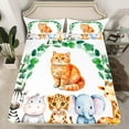 thumbnail image 2 of Feelyou Cute Kitten Cat Full Size Sheets for Kids, Cartoon Zoo Animal Bed Sheets, Kawaii Giraffe Zebra Sheet Sets, Luxury Bedroom Decor, 4 Pieces, 2 of 7