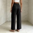 thumbnail image 4 of Lumtrix Cotton Linen Pants for Women Wide Leg Palazzo Pants Elastic High Waisted Summer Beach Casual Lounge Slacks with Pockets Black XL, 4 of 7