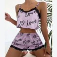 thumbnail image 1 of Camisón corto con estampado de corazón para mujer, ropa de dormir de satén sin mangas, Sexy, tirantes finos, Verano, 1 of 4