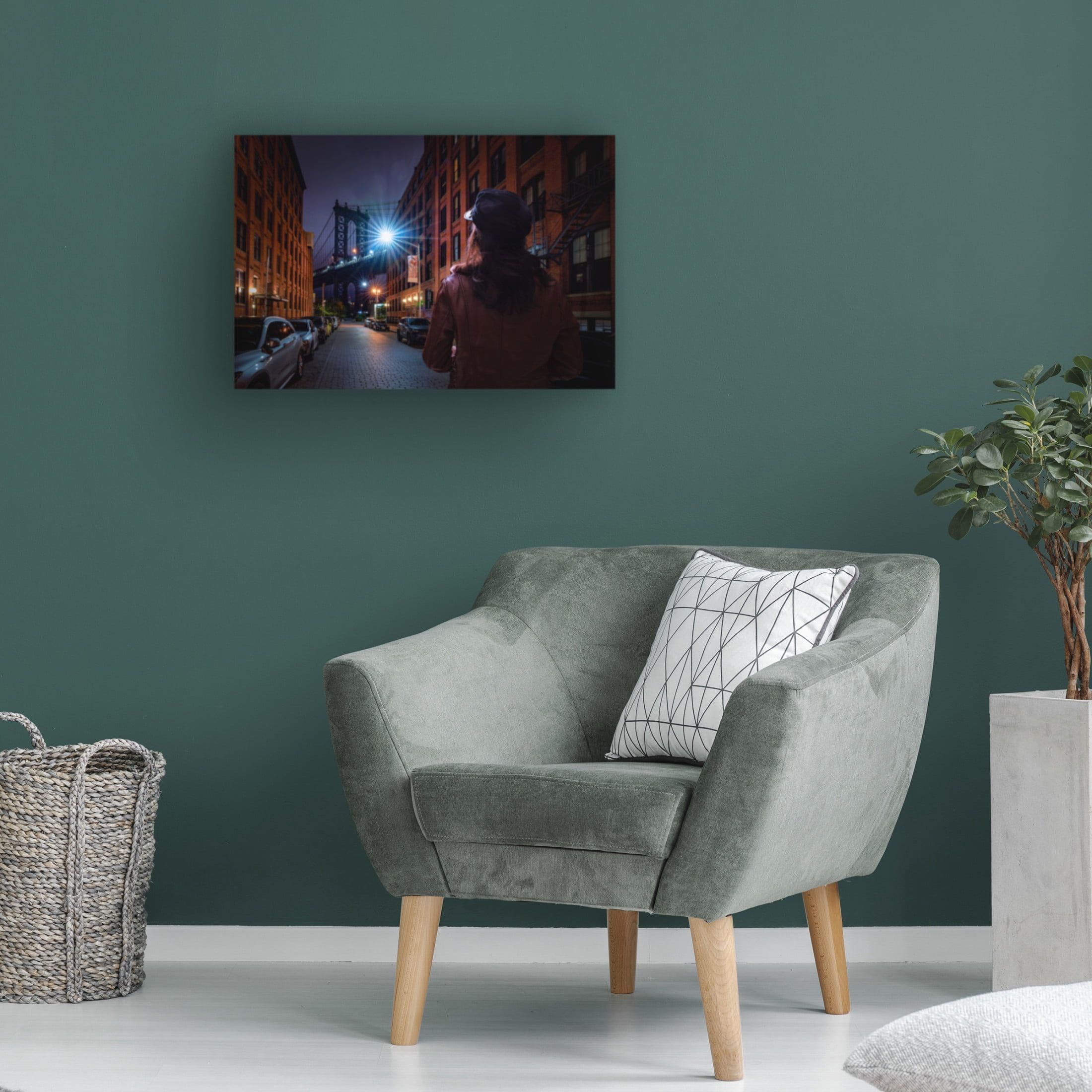 Canvas Wall Art - Patrick Foto 'Manhattan Bridge' Wall Art for Living Room, Bedroom, or Office Décor by Trademark Fine Art - 24 x 16 Inches