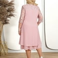 thumbnail image 4 of Huresd Mother of The Bride Dress Two Piece Plus Size Formal Evening Party Dress with Lace Jacket Outfits Pink L, 4 of 4