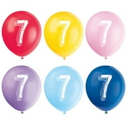 Latex Chalk Design Number 7 Balloons, Assorted, 12 in, 6ct
