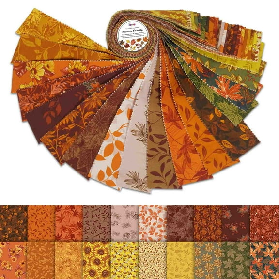 Jelly Roll Fabric Strips for Quilting, Precut 2.5" for DIY, 40 Strip Assorted Bundle, Jelly Roll for Scrapbooking, Perfect Quilting Fabric for Sewing, Craft, Home Dcor, Rug - Autumn Serenity