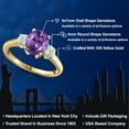 thumbnail image 2 of Gem Stone King 10K Yellow Gold Purple Amethyst and Simulated White Opal Engagement Ring for Women | 2.10 Cttw | Oval 9X7MM | Gemstone February Birthstone | Size 9, 2 of 6