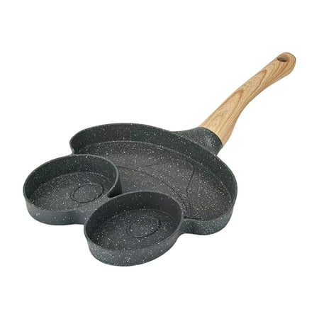 

Kinaerty Omelette Pan 4-Cup Non-Stick Egg Frying Mold Heart-Shaped Mini Cooker Pan with Wooden Handle for Breakfast Pancake Making