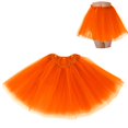 thumbnail image 1 of Falda tutú BFONS para mujer de tul naranja de 3 capas, 1 of 7