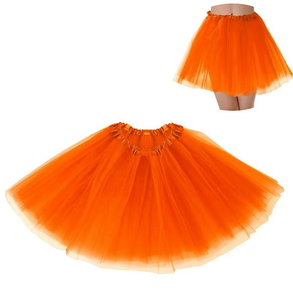 Falda tutú BFONS para mujer de tul naranja de 3 capas