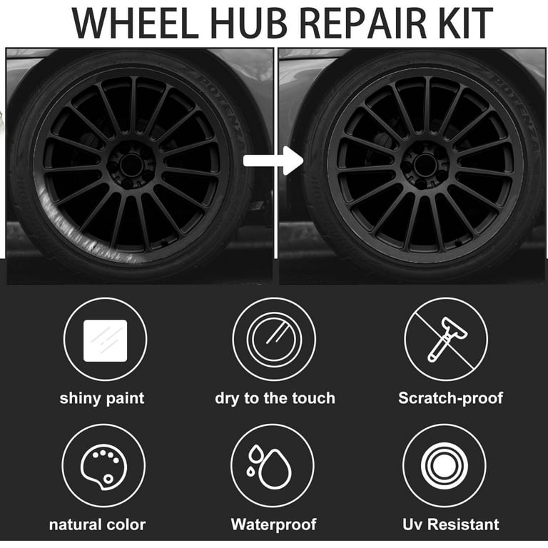 Wheel Repair Kit, Matte Black Rim Touch Up Paint, Wheel Touch Up Kit Wheel Paint Rim Paint Pen, Quick and Easy Repairs Roadside Rashes, Rim Paint