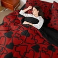thumbnail image 3 of Erosebridal Cartoon Loves Pattern 7pcs Bedding Comforter Set,Red Black Heart Print Queen Bedding Sets For Men Women,Reversible, 3 of 7