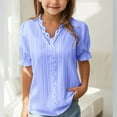 thumbnail image 2 of XXWXYD Girls Lace Trim Blouse, Elegant Puff Sleeve Hollow Out Shirt, Summer Casual V Neck Loose Fit Trendy Tops, 2 of 9