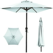 Best Choice Products 10ft Outdoor Steel Market Patio Umbrella w/ Crank, Tilt Push Button, 6 Ribs - Baby Blue