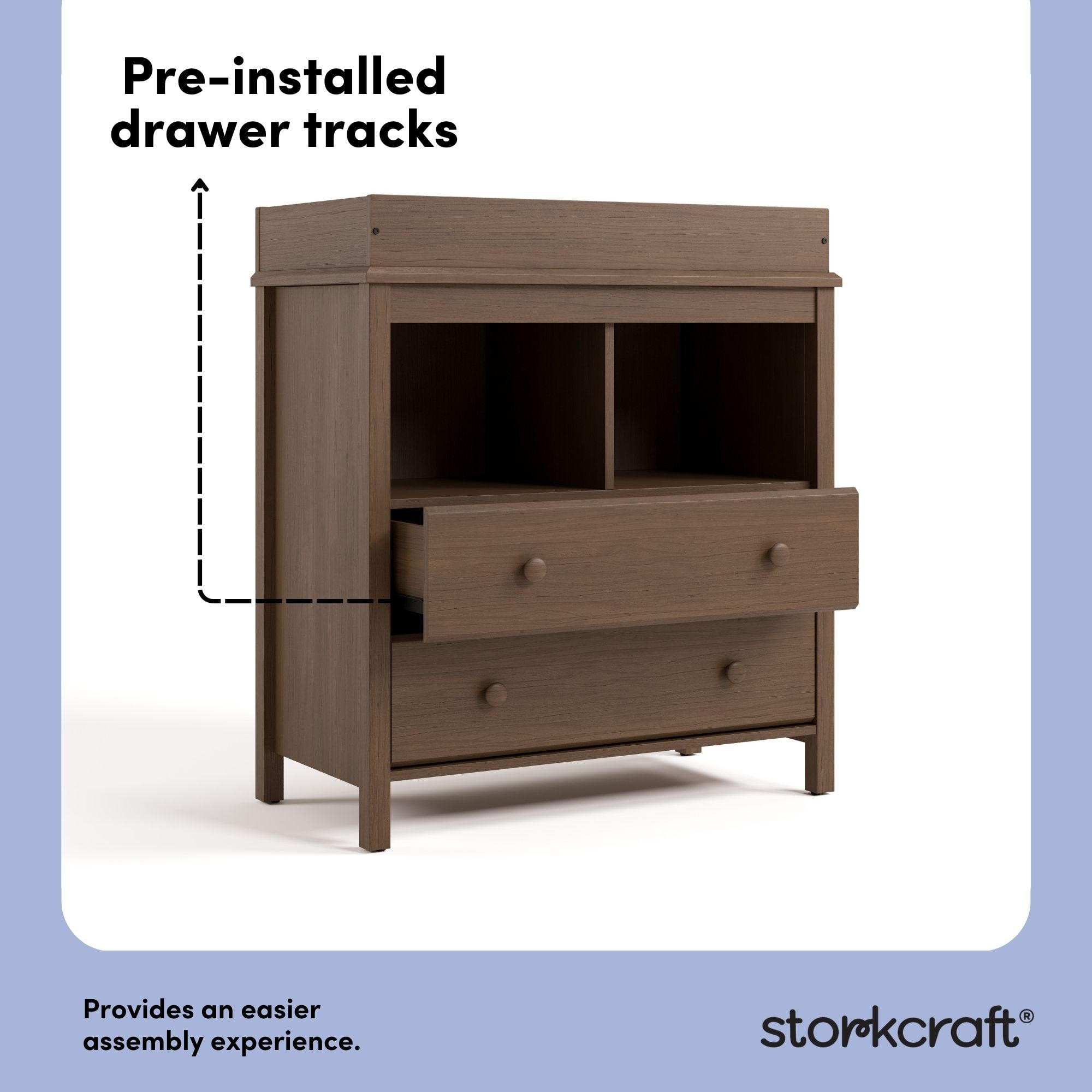 Storkcraft Alpine 2-Drawer Infant Changing Table Dresser, Hazelnut