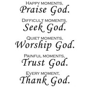 Happy Moments Wall Art Sayings Sticker Decor Decal Prayer Church Decorative Removable Waterproof Quote Letters Wall Sticker Decals TV Background Paper Mural Wallpaper Home Room Decor