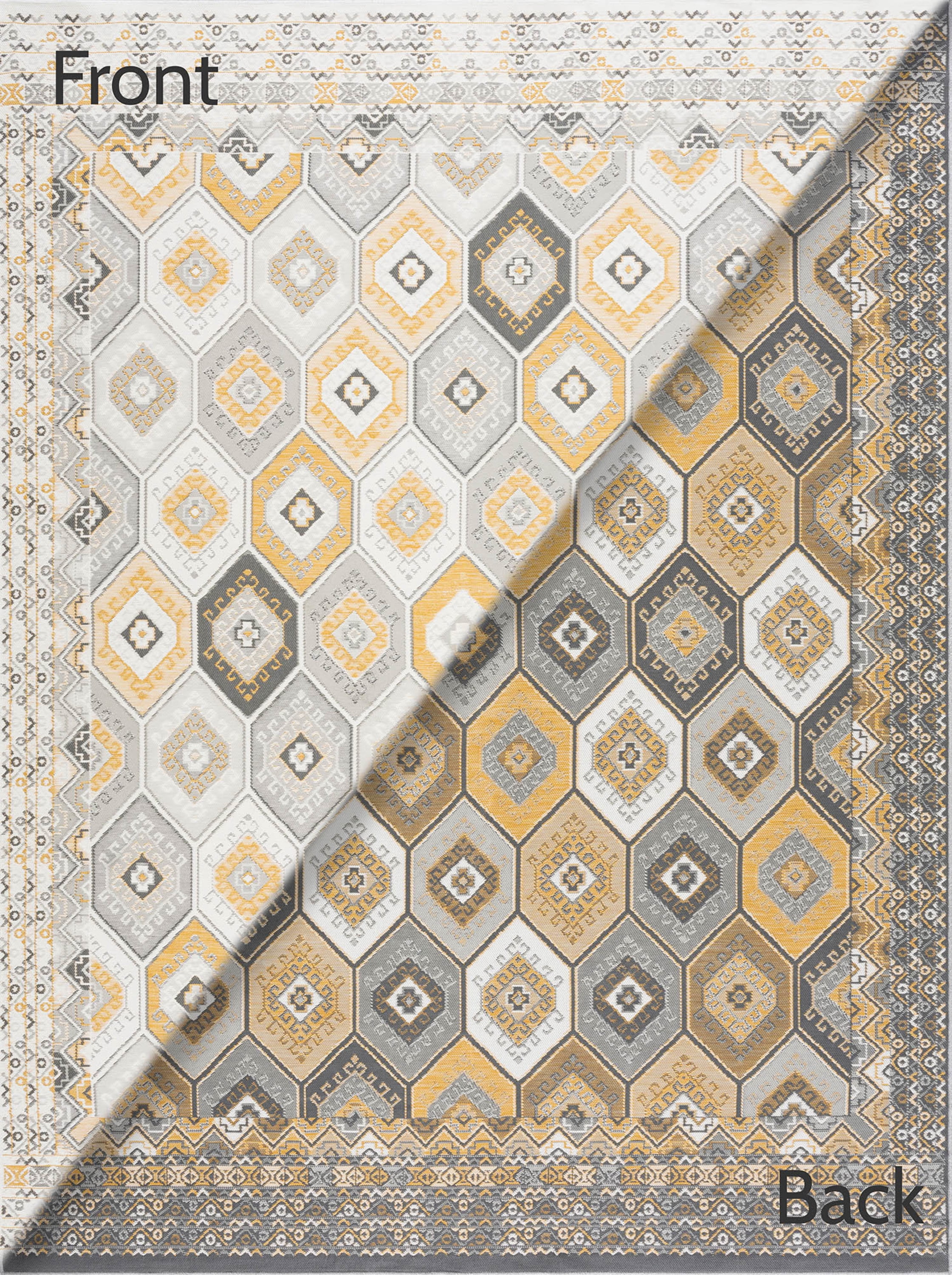 Bliss Rugs Geometric Indoor Outdoor Rug Low-Profile Reversible Floor Mat for Patio, Entrance, Front Door | Cream, 2' x 3'