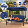 thumbnail image 6 of TLSUNNY 3-Seat Patio Swing w/ 45° Tilt Adjustable Canopy, Convertible Glider Bed with Stand, Removable Cushions for Backyard, Porch, Poolside, 750LBS Capacity, 6 of 11