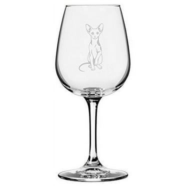 Sphynx (Front View 1) Cat Themed Etched All Purpose 12.75oz Libbey Wine Glass