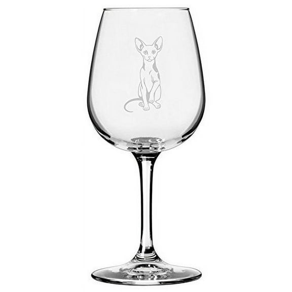 Sphynx (Front View 1) Cat Themed Etched All Purpose 12.75oz Libbey Wine Glass