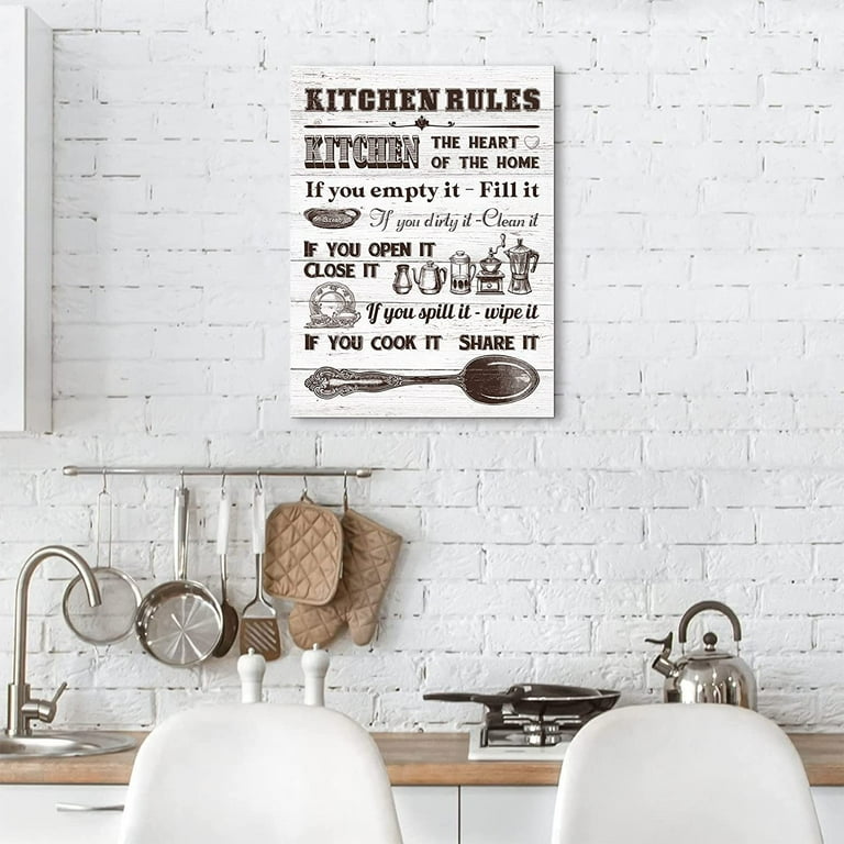 Kitchen Rules Wall Decor Farmhouse Kitchen Wall Art Vintage