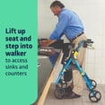 thumbnail image 5 of Andador plegable Medline Premium Empower con asiento de espuma viscoelástica, color negro y azul, capacidad de peso de 136 kg, ruedas de 20 cm, portavasos, ideal para personas con movilidad reducida y, 5 of 5