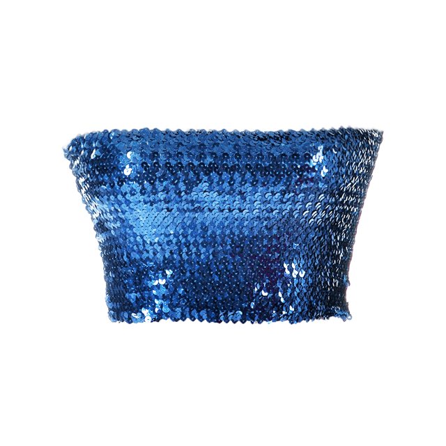 Womens Shiny Sequin Party Cropped Strapless Bandeau Stretch Tube Top