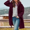 thumbnail image 2 of Women's Hooded Wool Blend Long Coat, Button Up Front with Pockets and Long Sleeve, Loose Fit Casual Winter Jacket for Cold Weather,Wine,Size L, 2 of 5