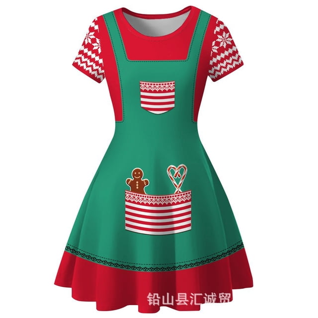 Vestido de Navidad europeo y americano para niños, estampado de dibujos animados, Princesa, Serie de Navidad, nuevo