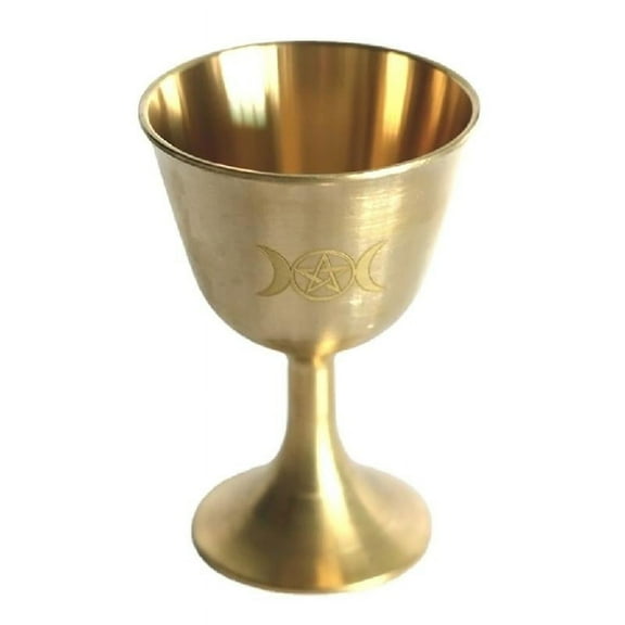 Tizuqe Ritual Cup Altar Goblet Wicca Gold Plating Brass Ceremony Moon Divination Astrological Tool Witchcraft Prop Supplies