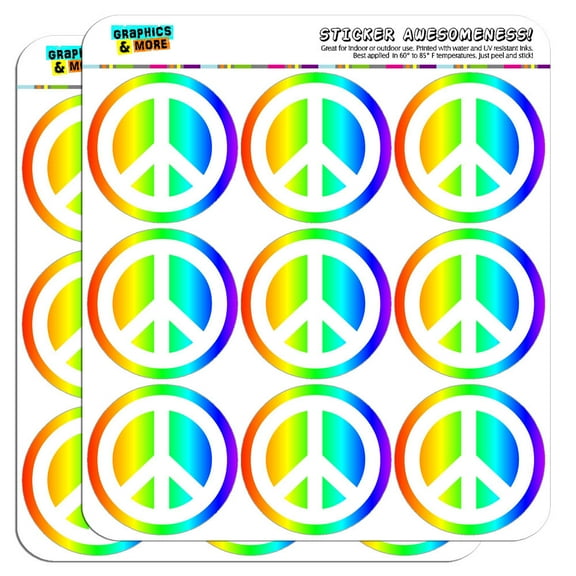 Peace Sign Symbol Rainbow 2" Scrapbooking Crafting Stickers